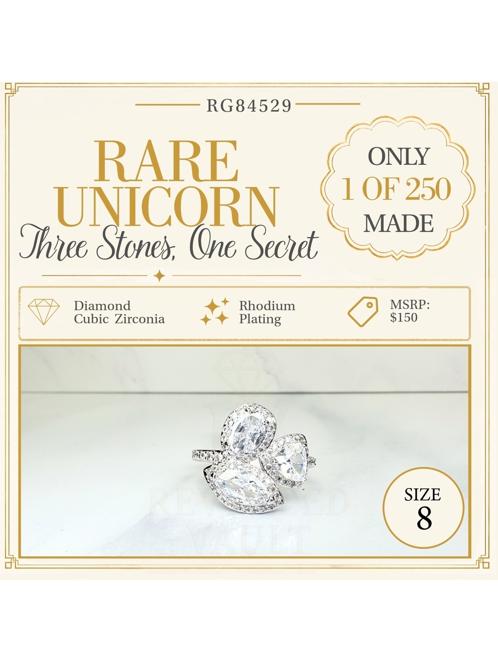 Three Stones, One Secret Rare Unicorn  - Size 8 - OG